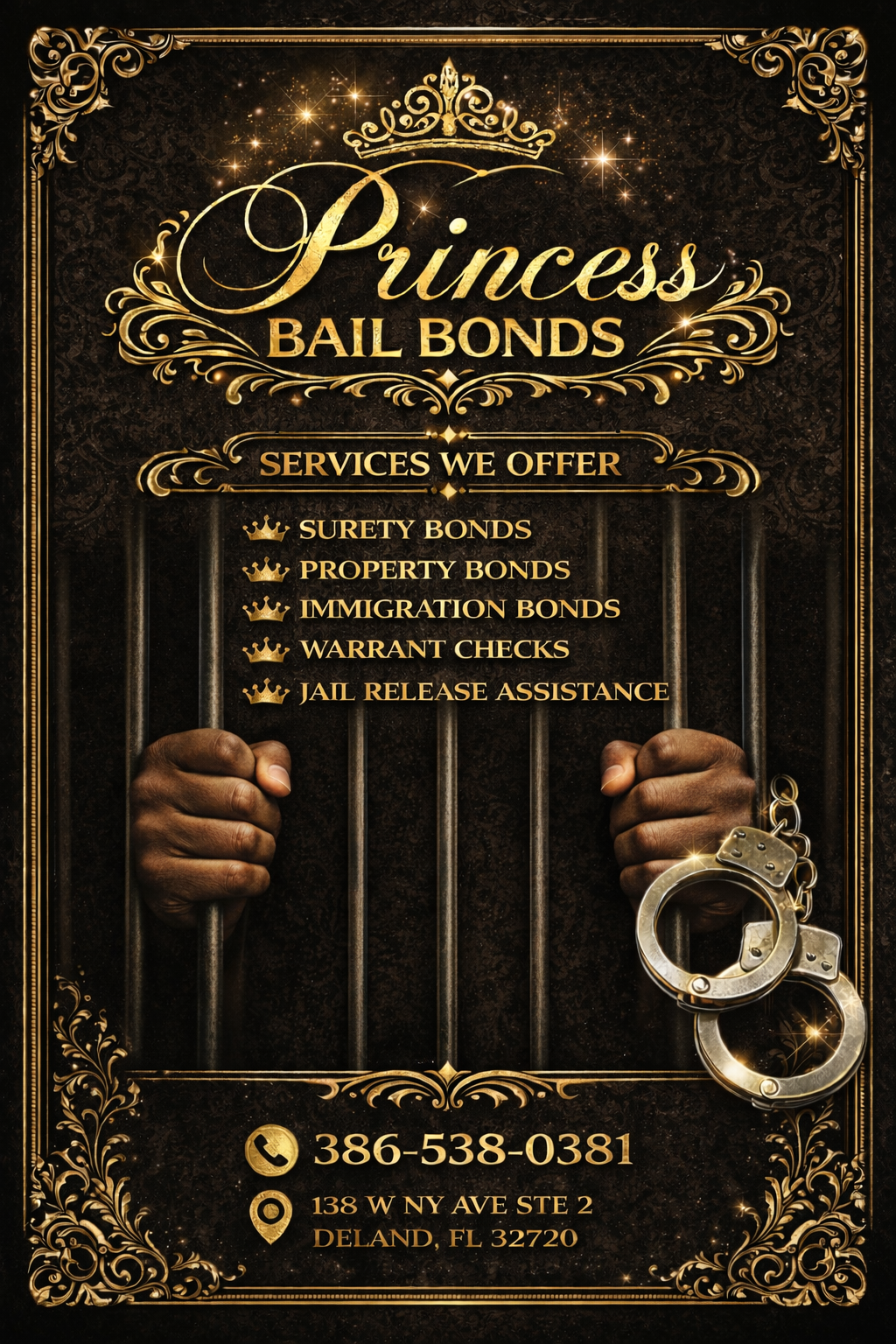 Princess Bail Bonds services flyer