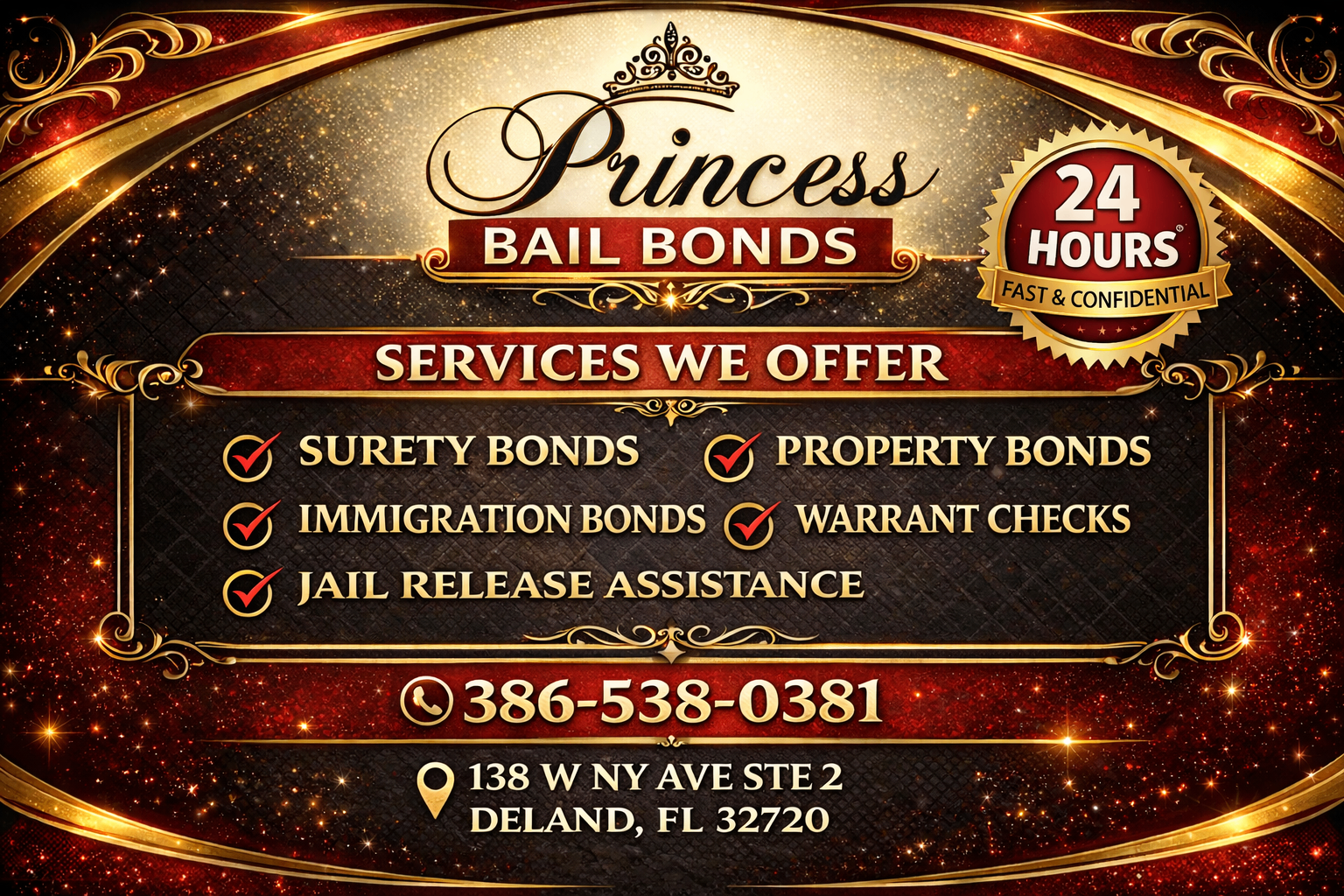 Princess Bail Bonds services flyer